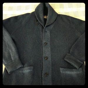 RRL cashmere indigo shawl collar cardigan